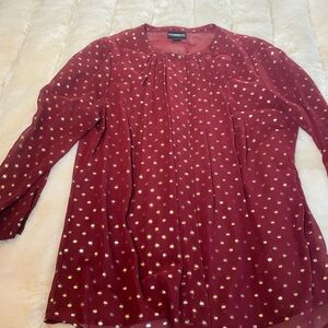 Liz Claiborne Red Blouse with Gold Accents